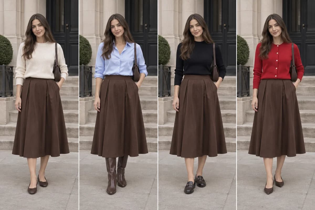 Controlled comparison for brown skirt outfits