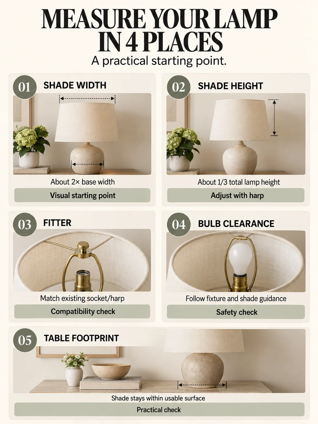 Educational guide: measure your lamp in 4 places