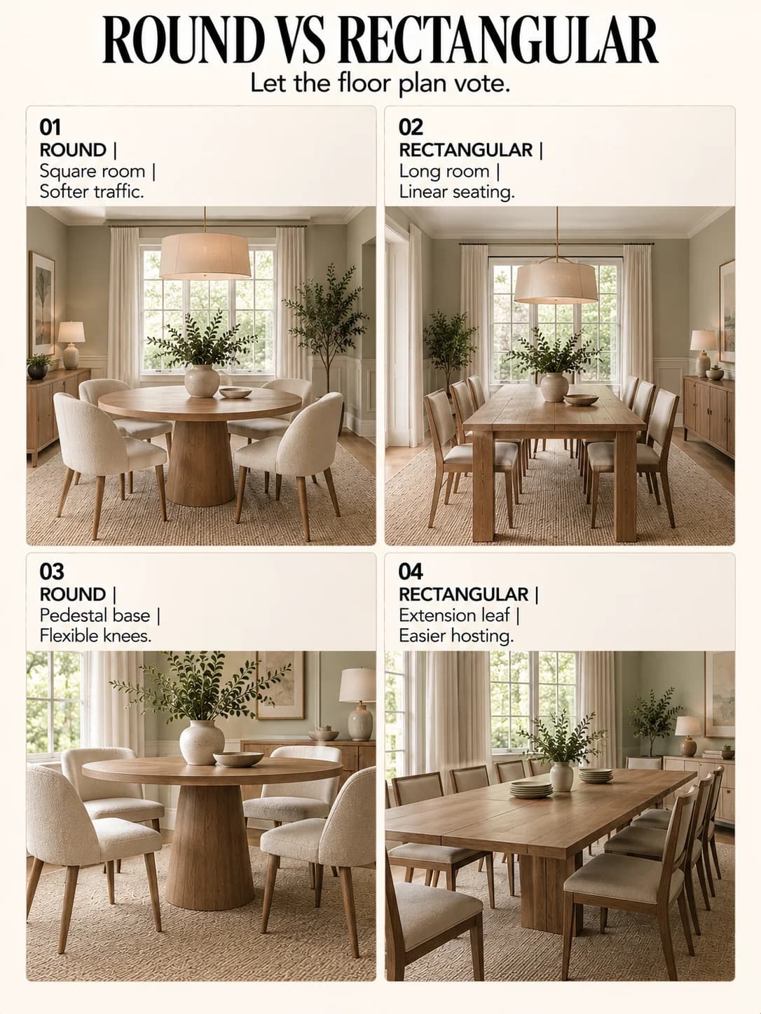 Educational guide titled ROUND VS RECTANGULAR