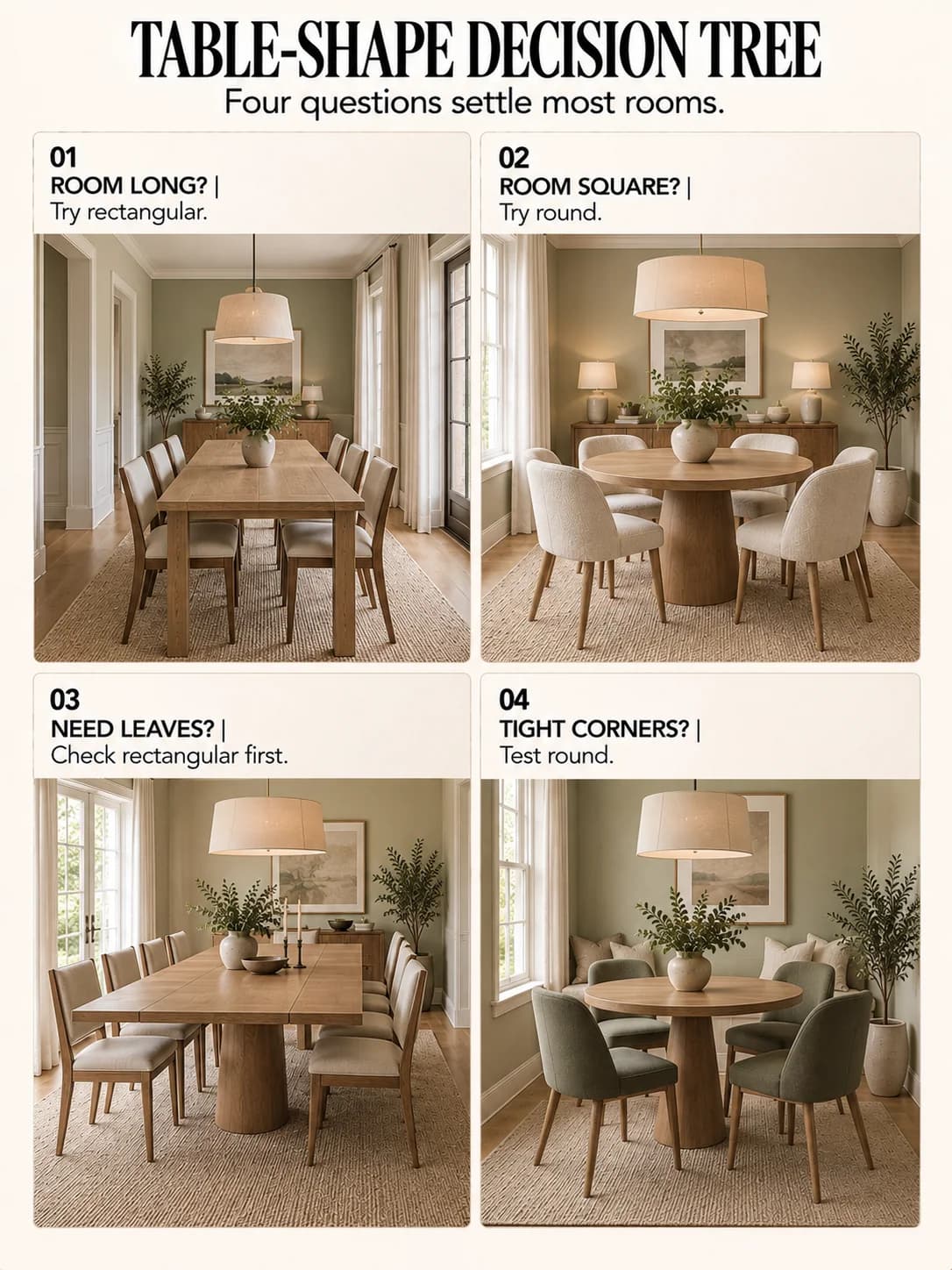 Educational guide titled TABLE-SHAPE DECISION TREE