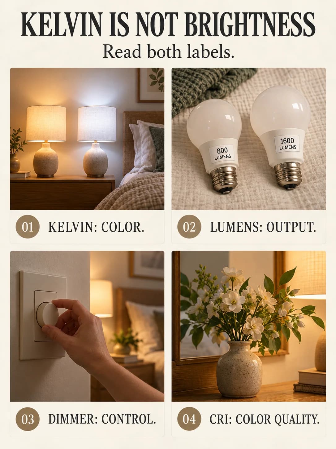 KELVIN IS NOT BRIGHTNESS guide for warm vs cool light for bedroom