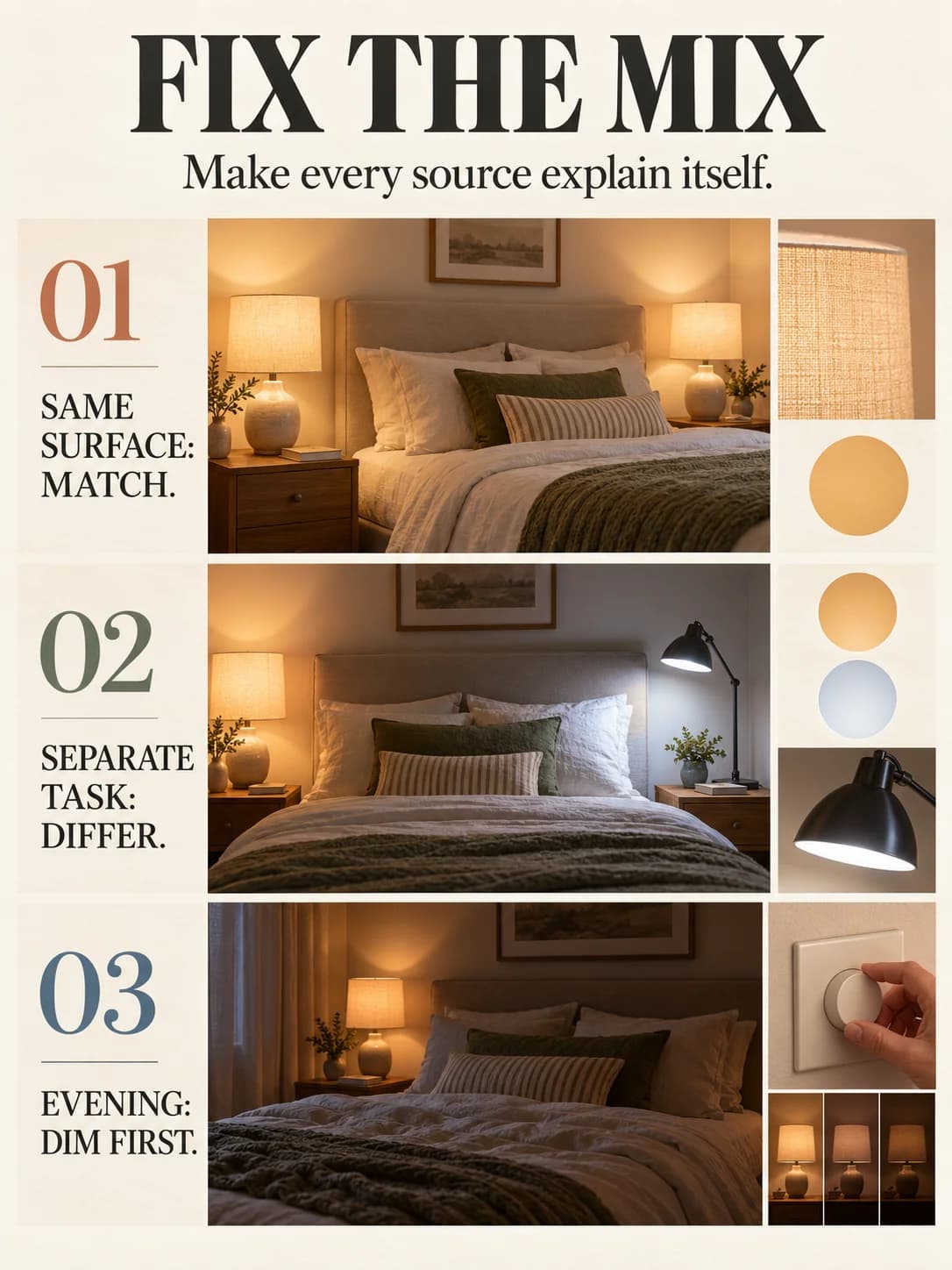 FIX THE MIX guide for warm vs cool light for bedroom