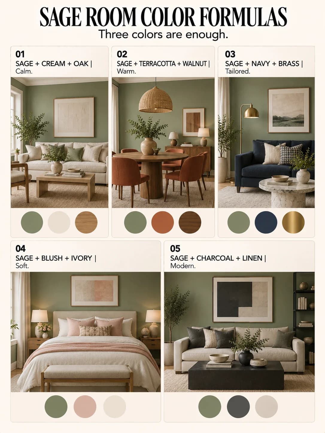 Educational guide titled SAGE ROOM COLOR FORMULAS