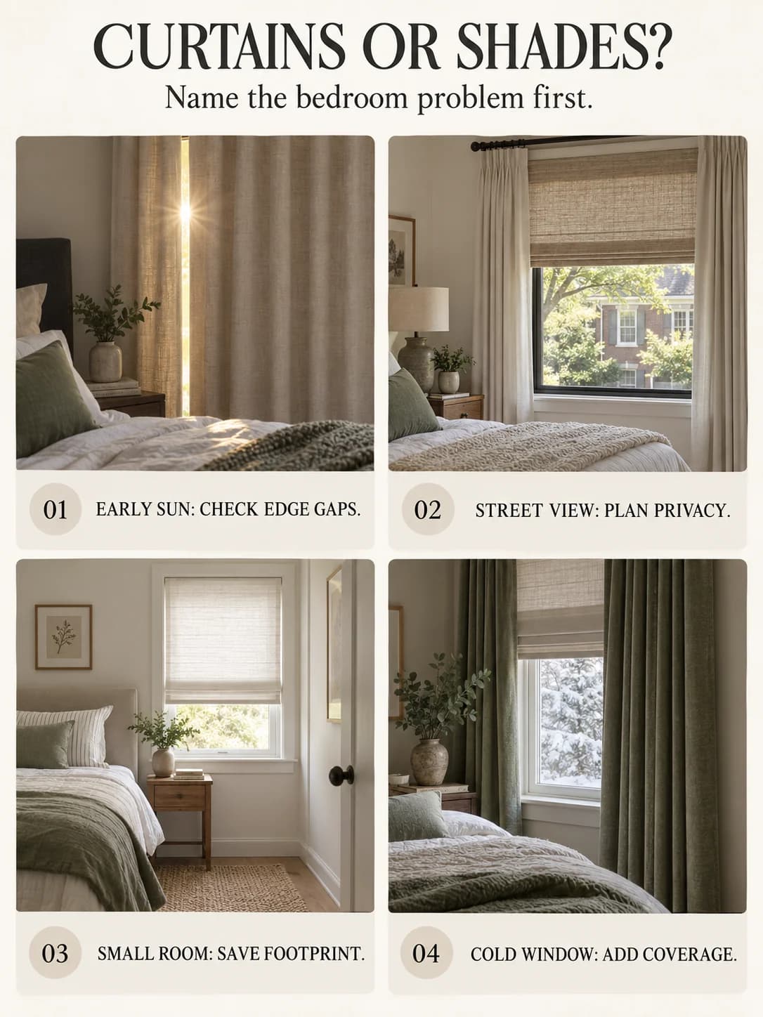 CURTAINS OR SHADES? guide for curtains vs shades for bedroom