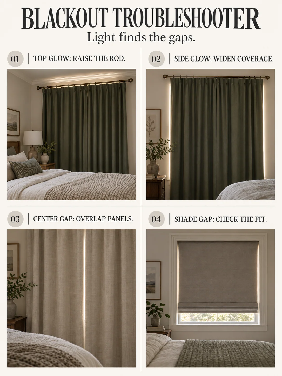 BLACKOUT TROUBLESHOOTER guide for curtains vs shades for bedroom