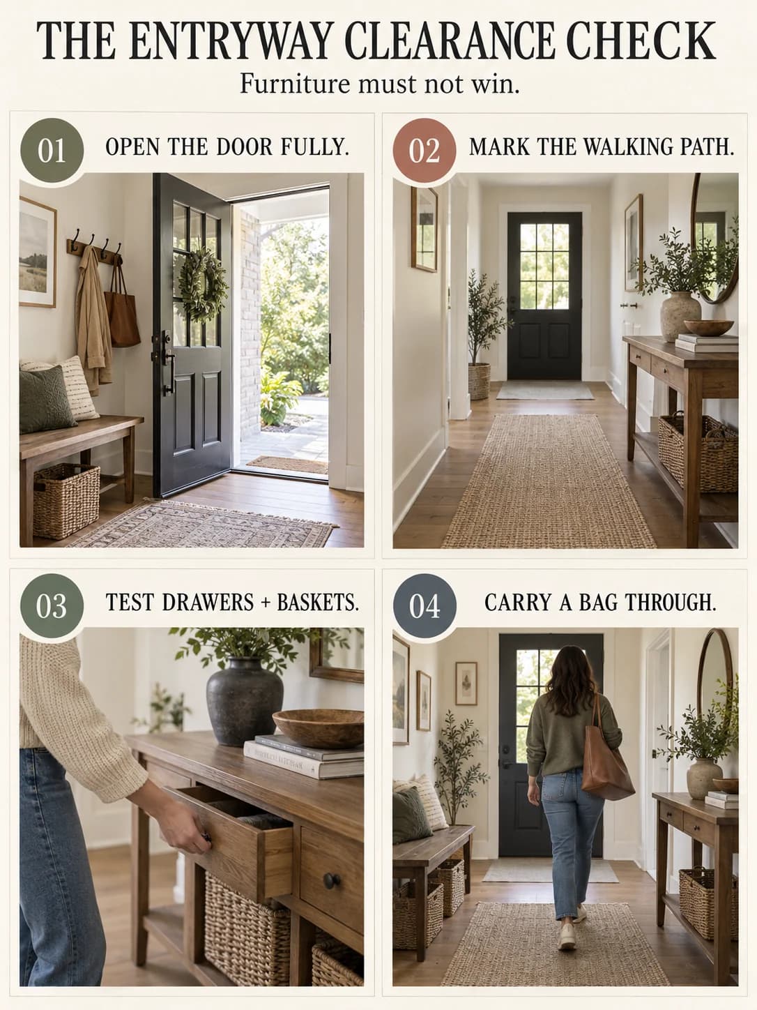 THE ENTRYWAY CLEARANCE CHECK guide for entryway bench vs console table