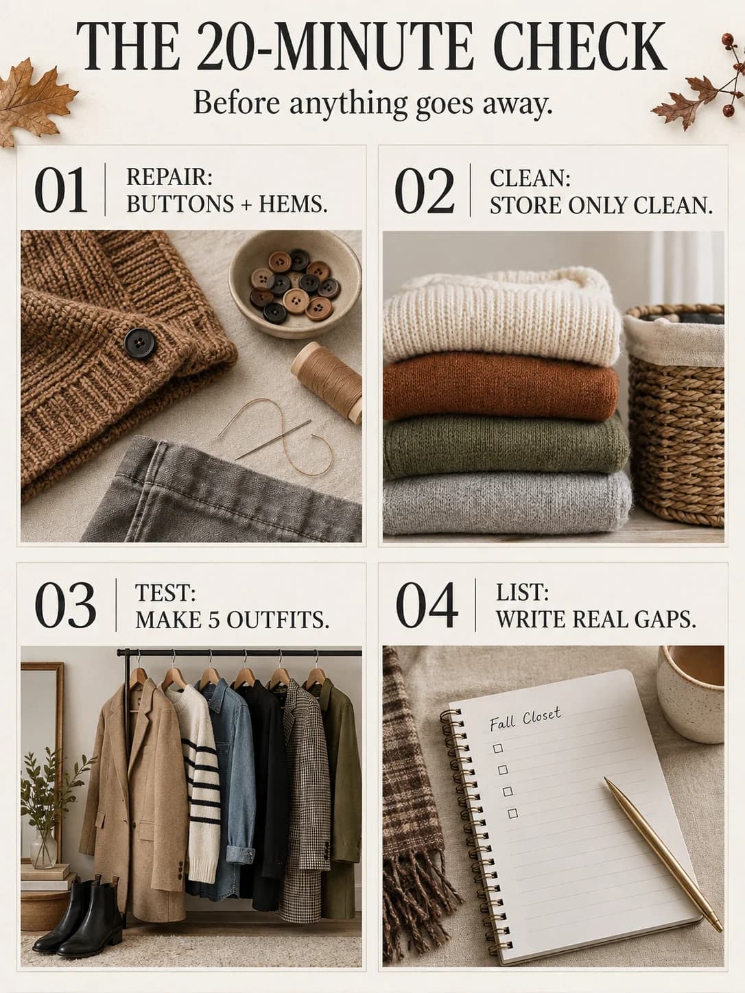 THE 20-MINUTE CHECK guide for fall closet transition checklist
