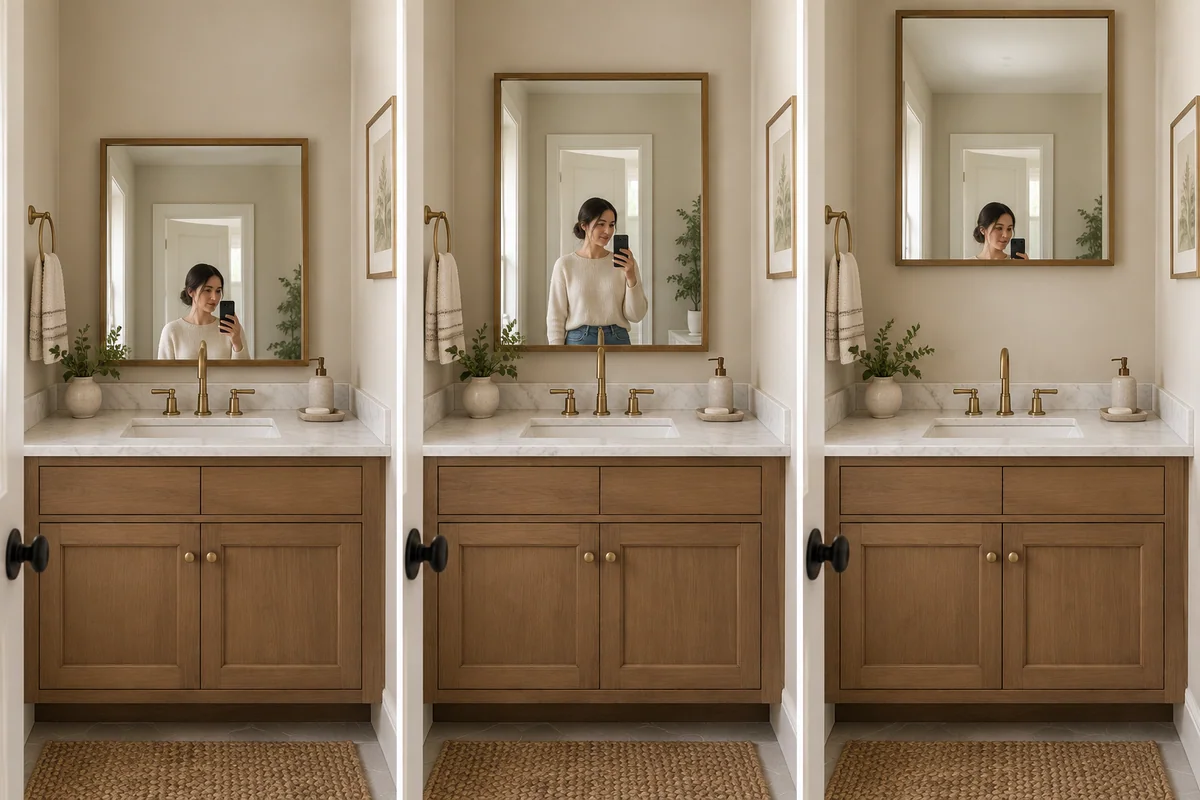 Controlled comparison for how high to hang a bathroom mirror