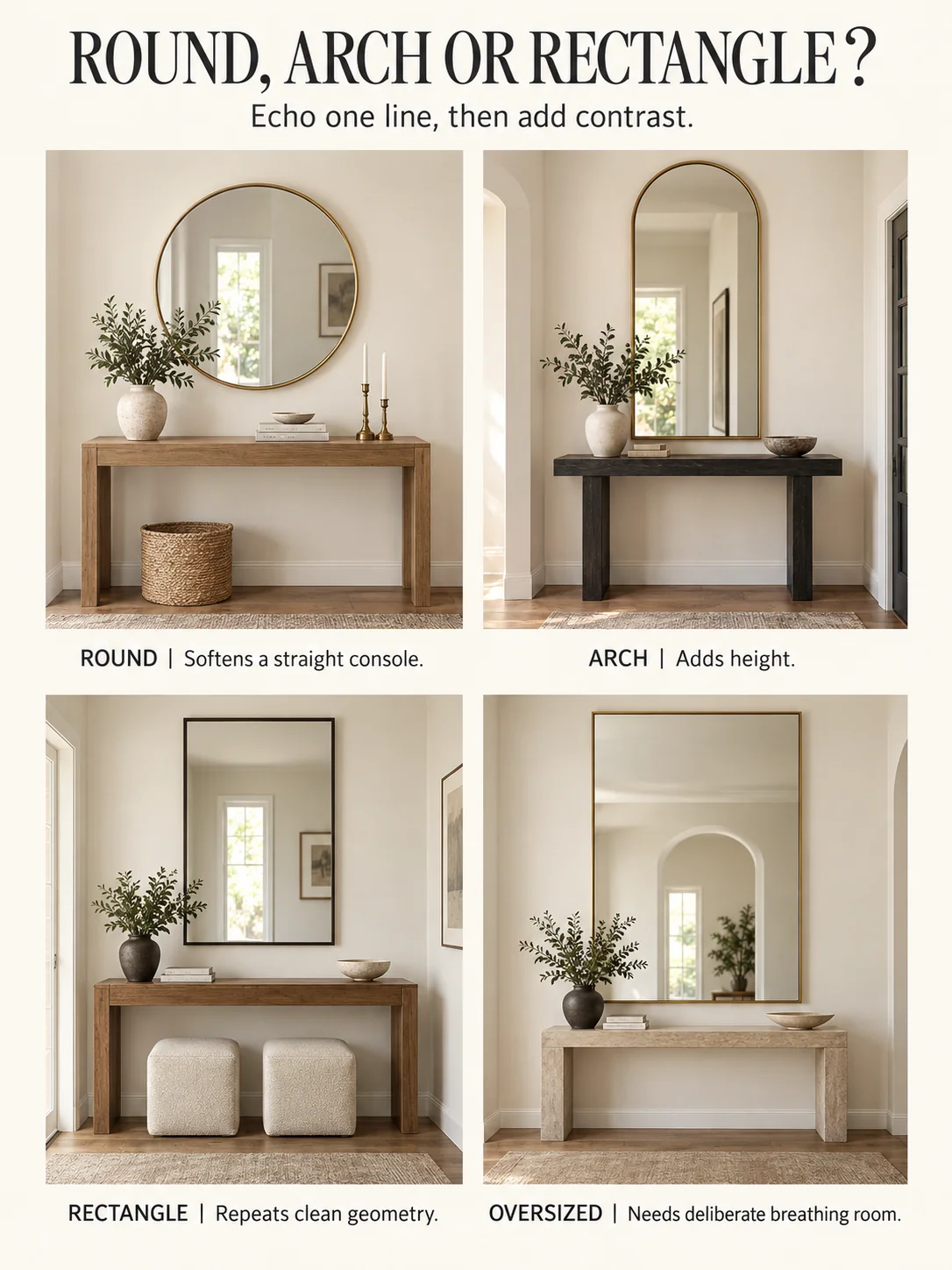 Educational guide titled ROUND, ARCH OR RECTANGLE?