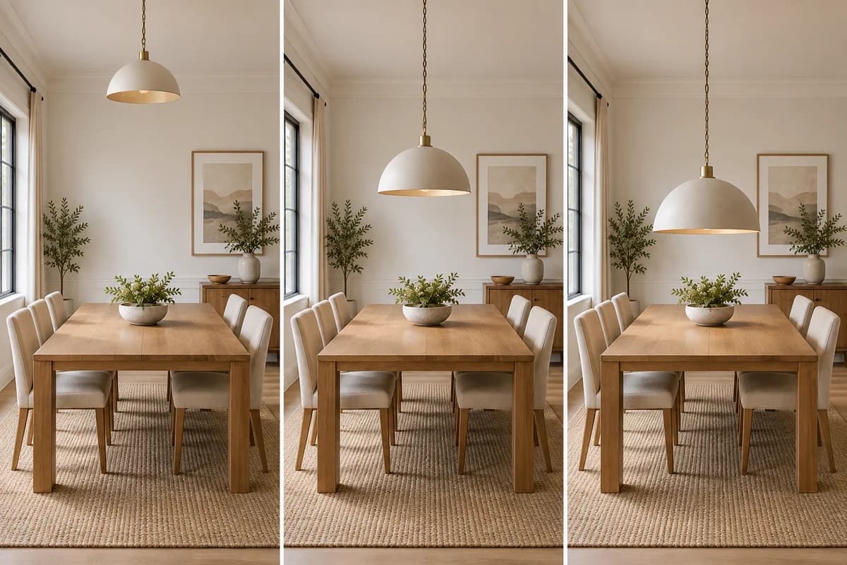 Controlled comparison for how high to hang pendant light over dining table