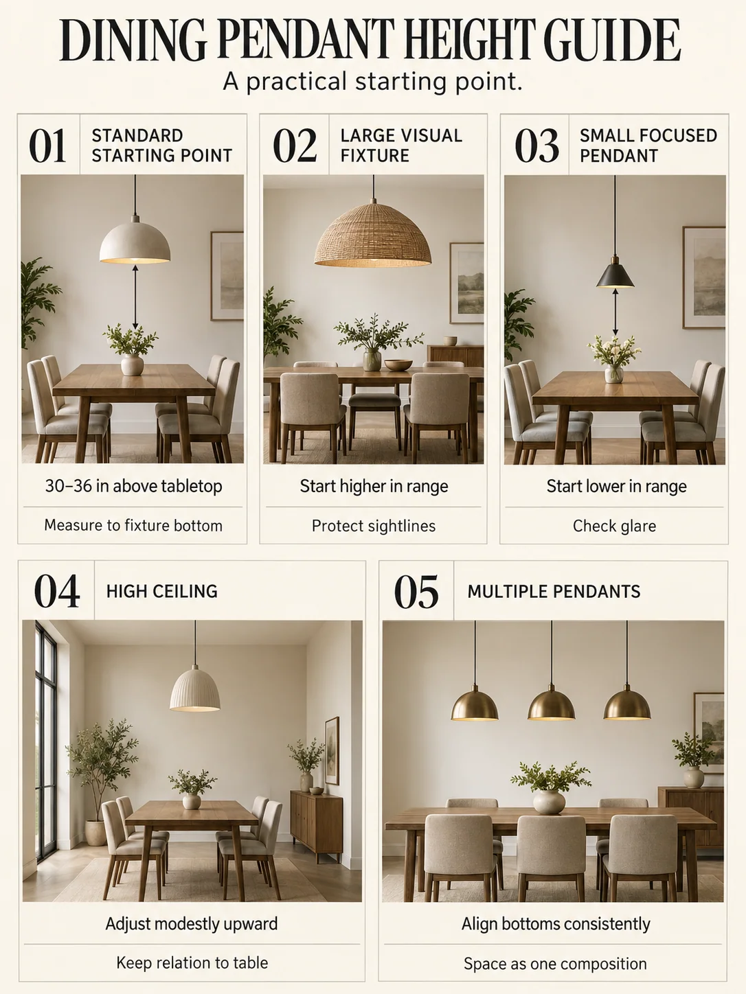 Educational guide: dining pendant height guide