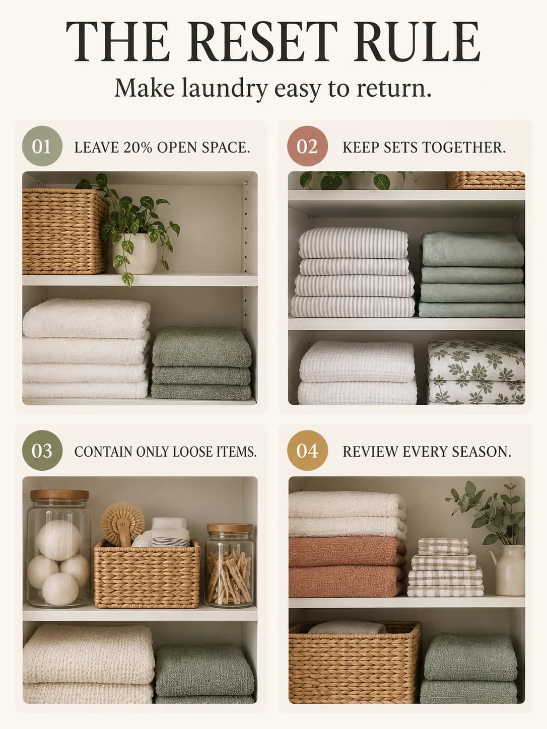 THE RESET RULE guide for how to organize a linen closet