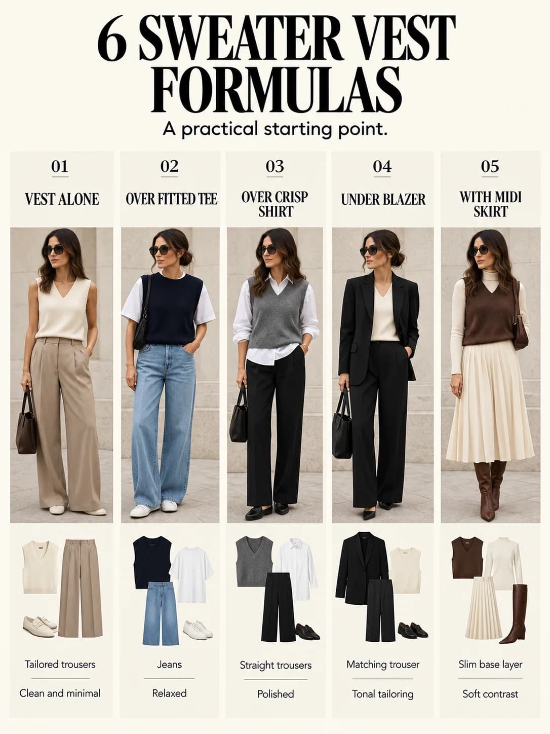Educational guide: 6 sweater vest formulas