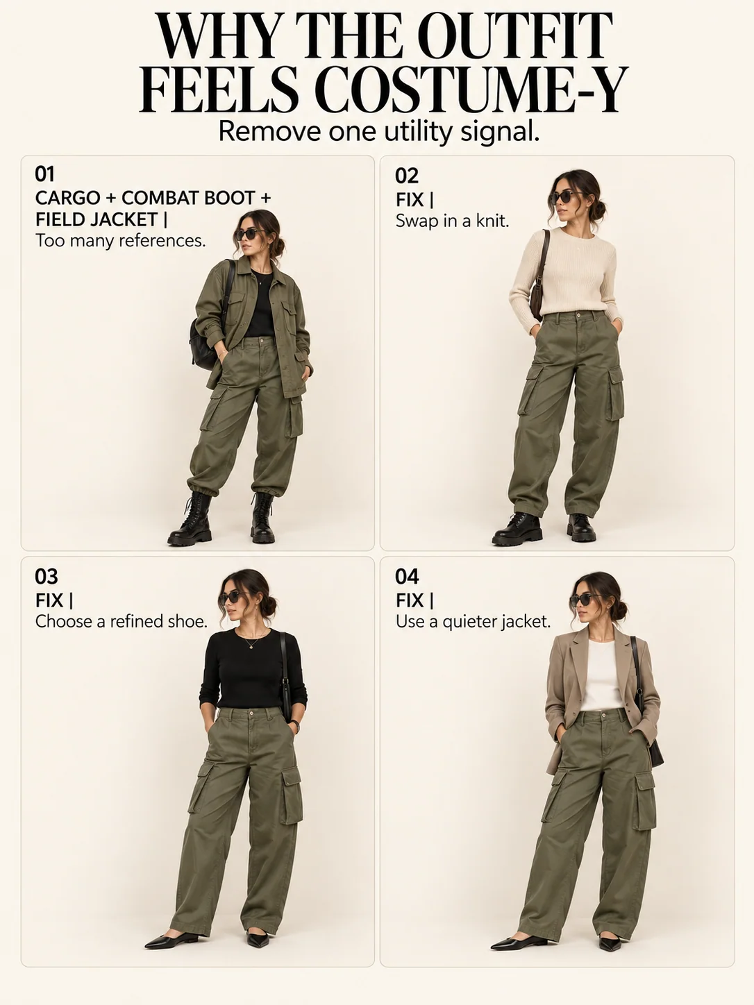 Educational guide titled WHY THE OUTFIT FEELS COSTUME-Y