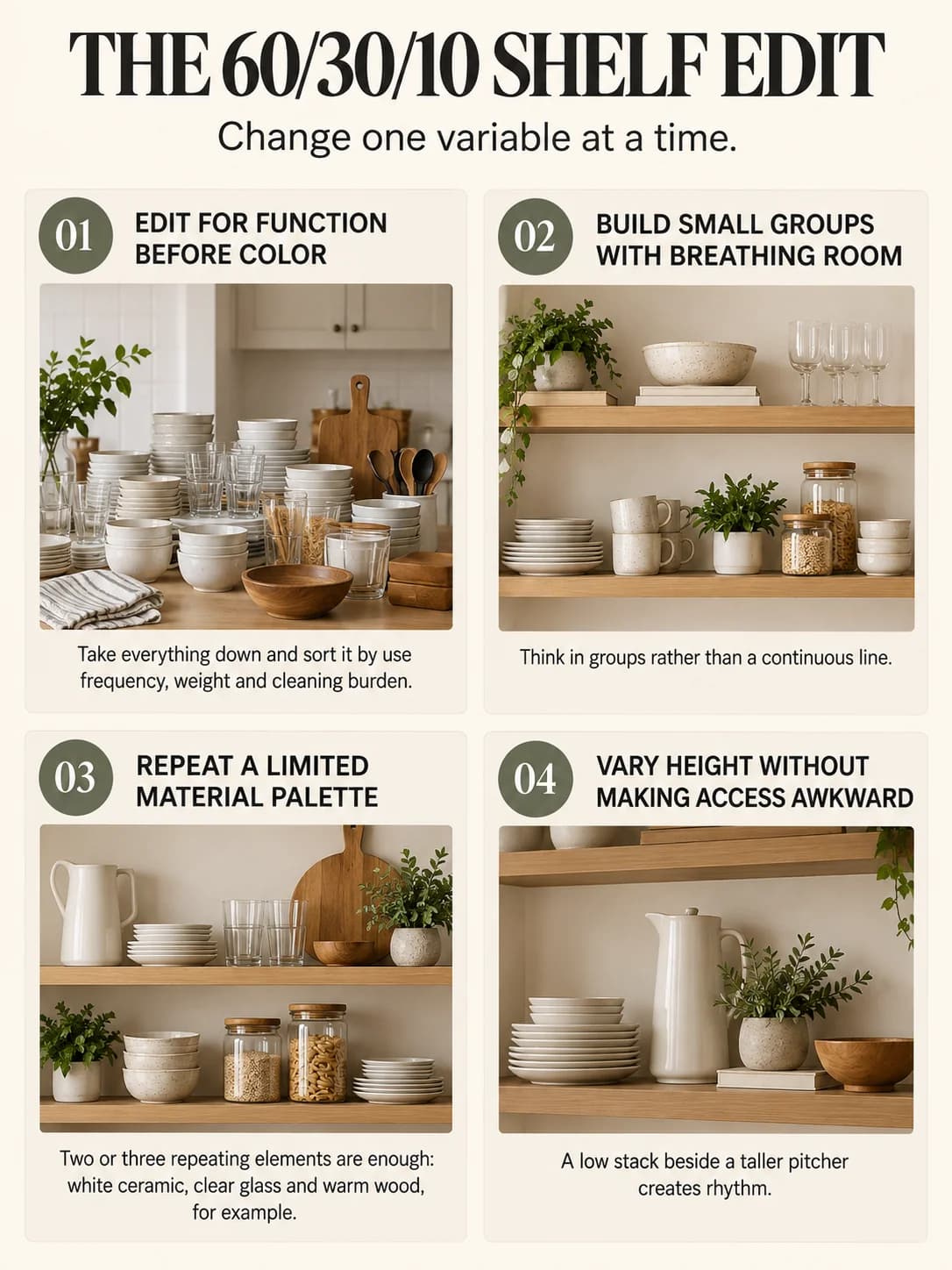 Educational guide: the 60/30/10 shelf edit