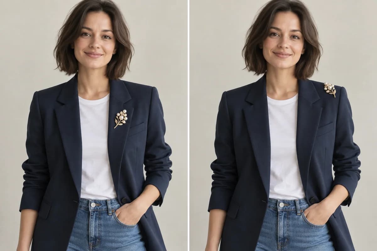 Controlled comparison for how to wear a brooch
