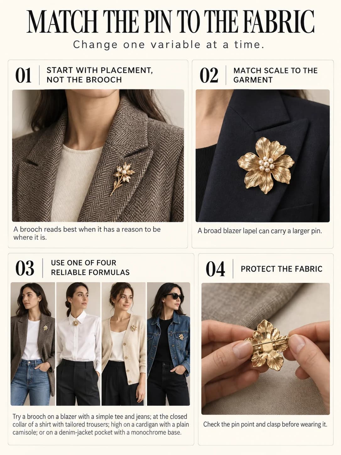 Educational guide: match the pin to the fabric