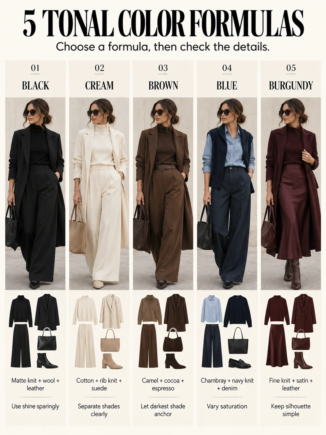 Educational guide: 5 tonal color formulas