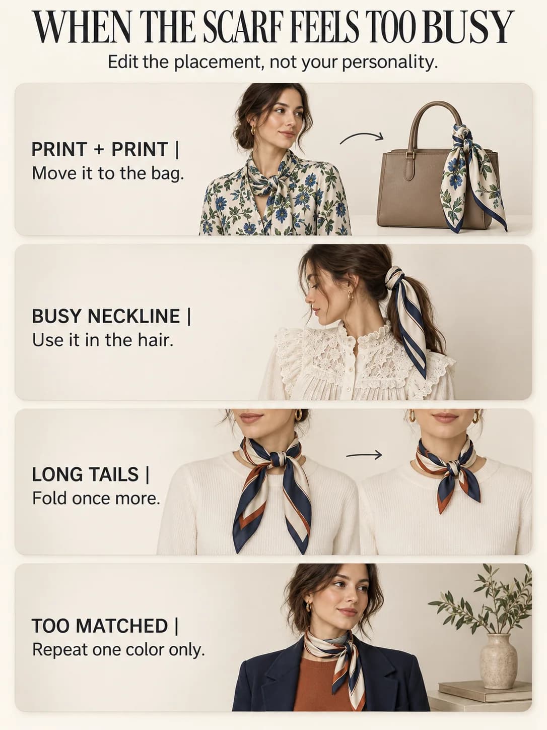 Educational guide titled WHEN THE SCARF FEELS TOO BUSY