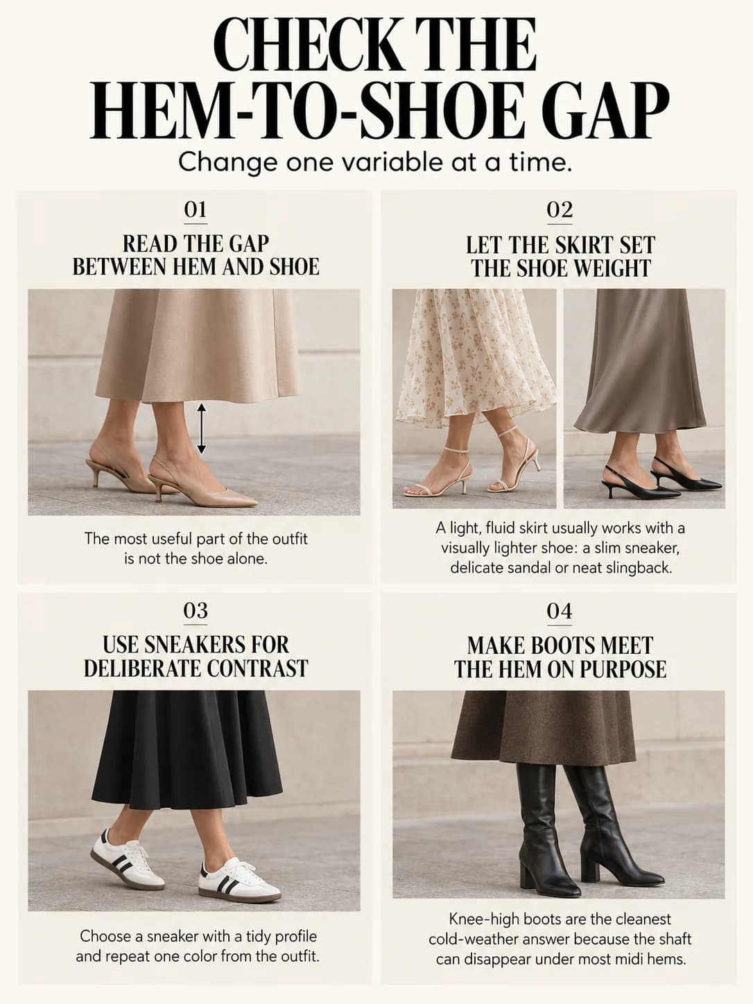 Educational guide: check the hem-to-shoe gap