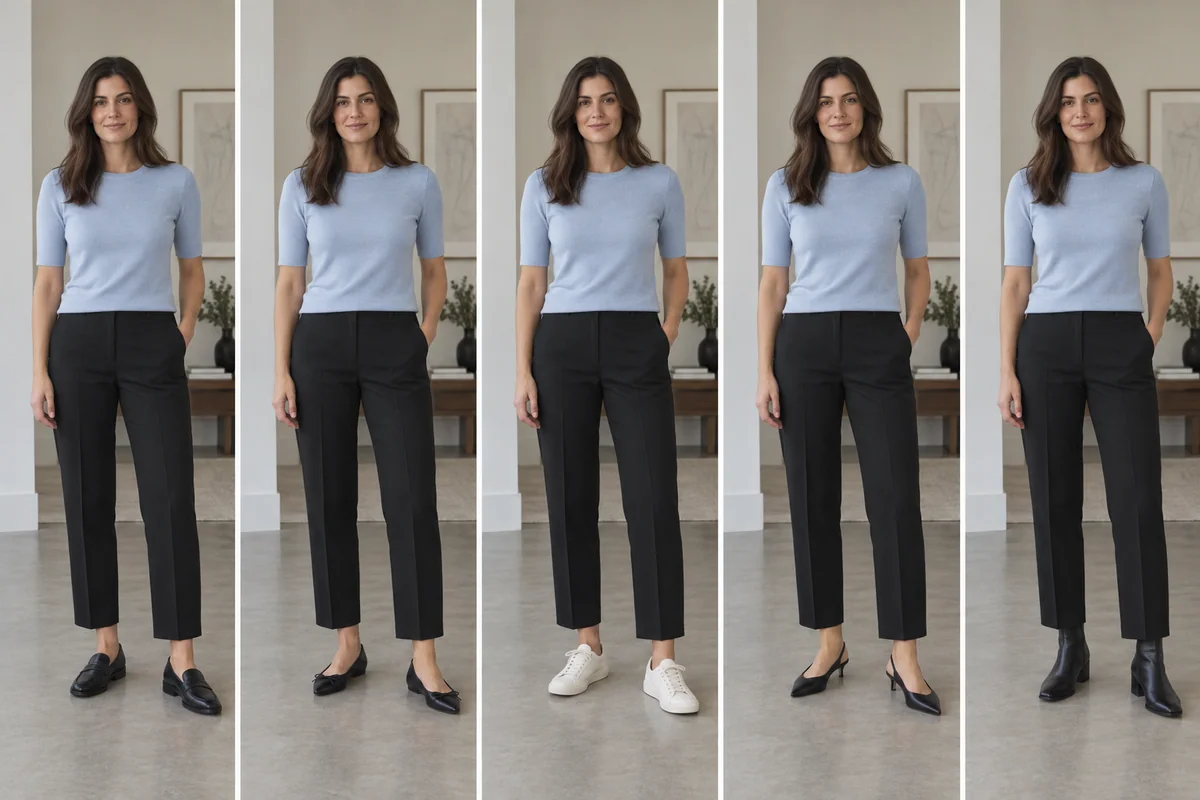 Controlled comparison for what shoes to wear with cropped trousers